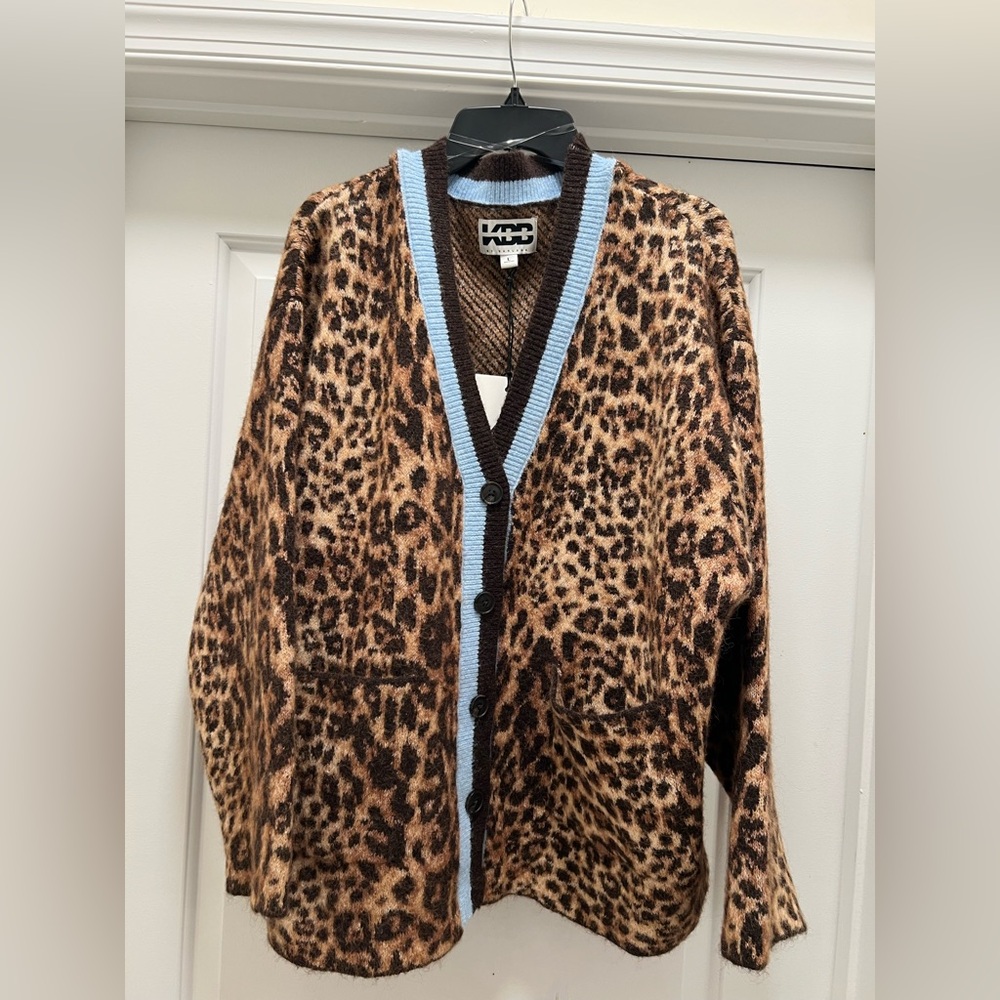KBB by KAHLANA “The Slouchy Cardigan” Tan Leopard Size L - Picture 6 of 8